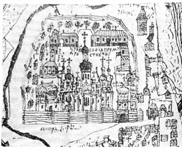 План Києва 1695. Фрагмент гравюри І. Ушакова